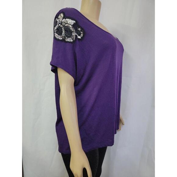 torrid Tops - Torrid Size 1 Purple Crossed Back Beaded Sequined Tee top NWT #F